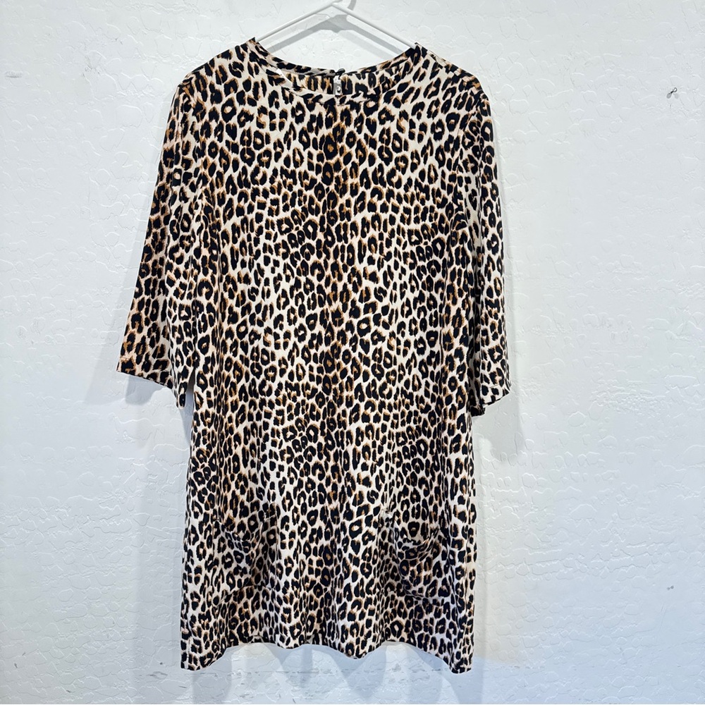 EQUIPMENT Femme Aubrey Silk Shift Dress Womens Large Leopard Animal Print